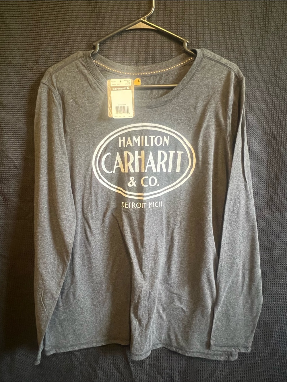 NWT Carhartt Women’s XL 16/18 Gray Hamilton Logo Long Sleeve Shirt